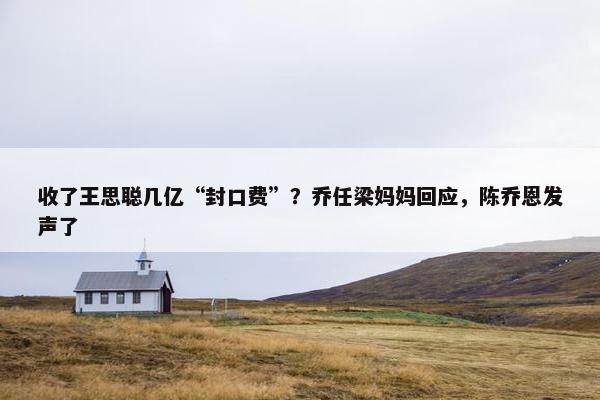 收了王思聪几亿“封口费”？乔任梁妈妈回应，陈乔恩发声了