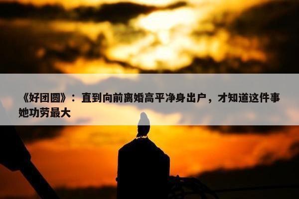 《好团圆》：直到向前离婚高平净身出户，才知道这件事她功劳最大