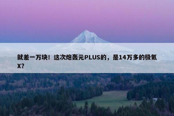 就差一万块！这次炮轰元PLUS的，是14万多的极氪X？