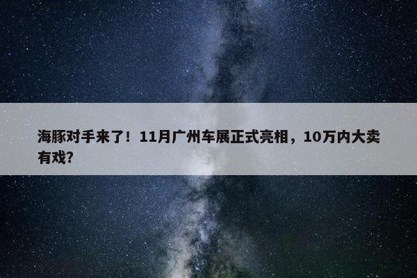 海豚对手来了！11月广州车展正式亮相，10万内大卖有戏？