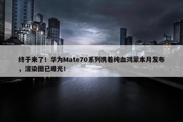 终于来了！华为Mate70系列携着纯血鸿蒙本月发布，渲染图已曝光！