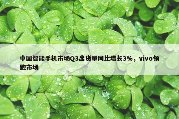 中国智能手机市场Q3出货量同比增长3%，vivo领跑市场