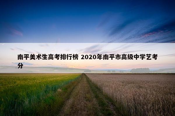 南平美术生高考排行榜 2020年南平市高级中学艺考分