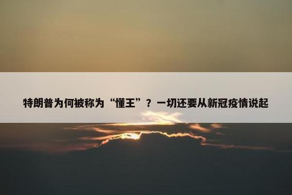 特朗普为何被称为“懂王”？一切还要从新冠疫情说起