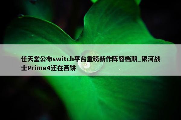 任天堂公布switch平台重磅新作阵容档期_银河战士Prime4还在画饼