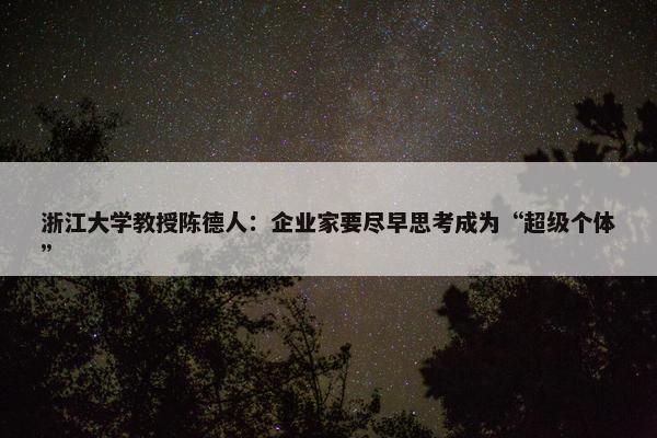 浙江大学教授陈德人：企业家要尽早思考成为“超级个体”