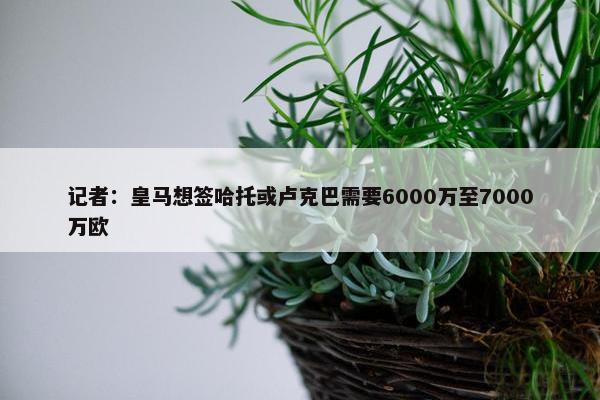 记者：皇马想签哈托或卢克巴需要6000万至7000万欧