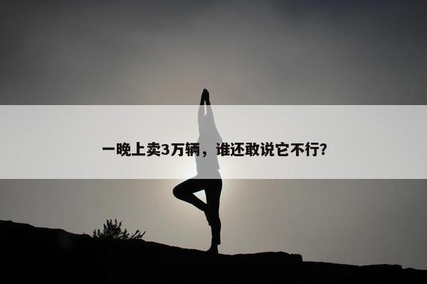 一晚上卖3万辆，谁还敢说它不行？