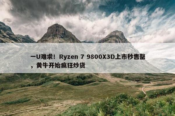 一U难求！Ryzen 7 9800X3D上市秒售罄，黄牛开始疯狂炒货