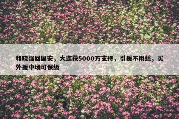 和晓强回国安，大连获5000万支持，引援不用愁，买外援中场可保级