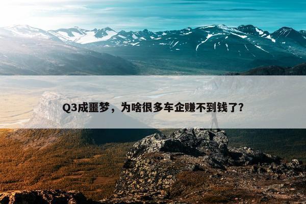 Q3成噩梦，为啥很多车企赚不到钱了？