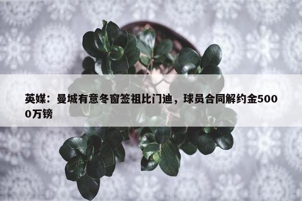 英媒：曼城有意冬窗签祖比门迪，球员合同解约金5000万镑