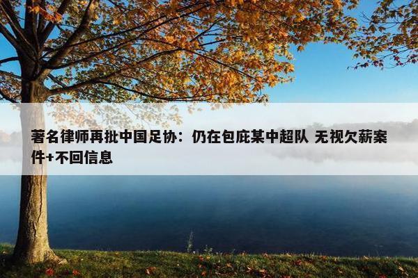 著名律师再批中国足协：仍在包庇某中超队 无视欠薪案件+不回信息