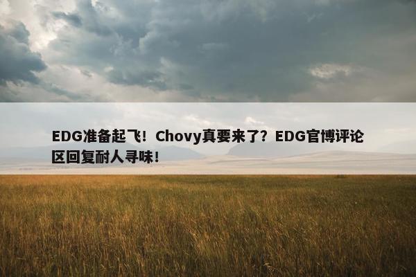 EDG准备起飞！Chovy真要来了？EDG官博评论区回复耐人寻味！