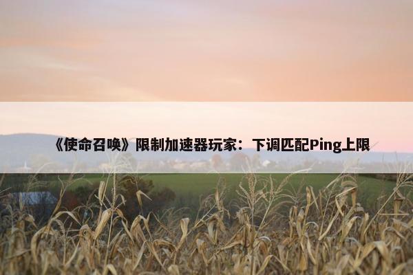 《使命召唤》限制加速器玩家：下调匹配Ping上限