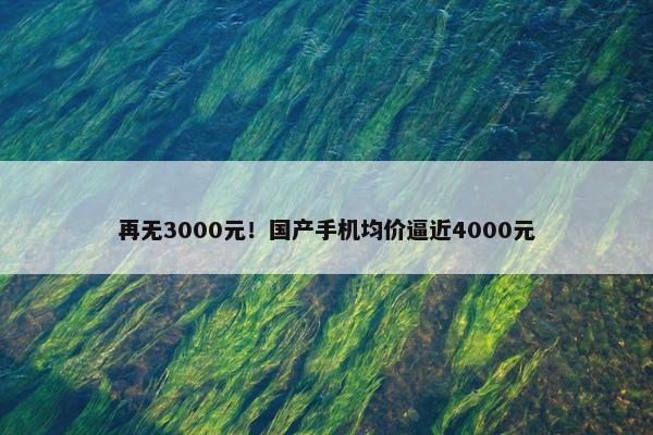 再无3000元！国产手机均价逼近4000元