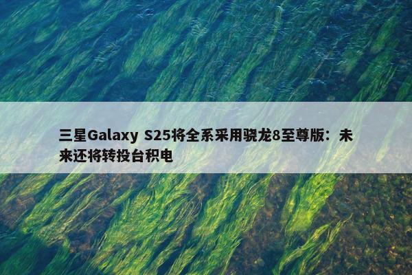 三星Galaxy S25将全系采用骁龙8至尊版：未来还将转投台积电