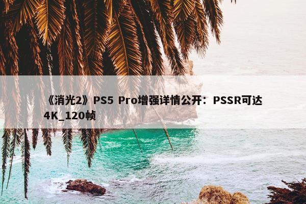 《消光2》PS5 Pro增强详情公开：PSSR可达4K_120帧