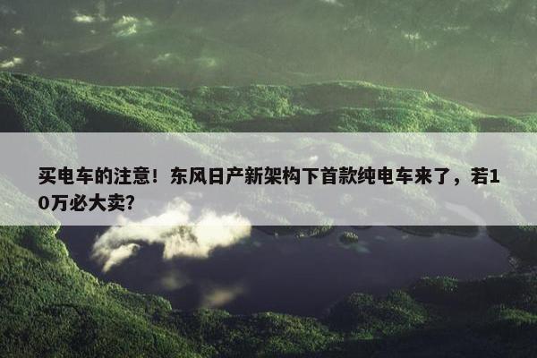 买电车的注意！东风日产新架构下首款纯电车来了，若10万必大卖？