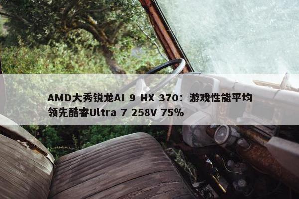 AMD大秀锐龙AI 9 HX 370：游戏性能平均领先酷睿Ultra 7 258V 75％