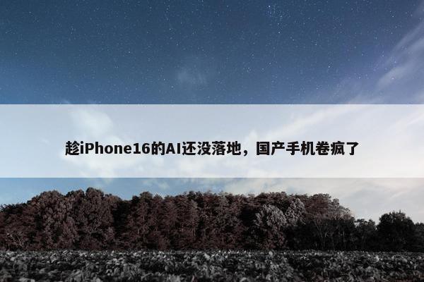 趁iPhone16的AI还没落地，国产手机卷疯了