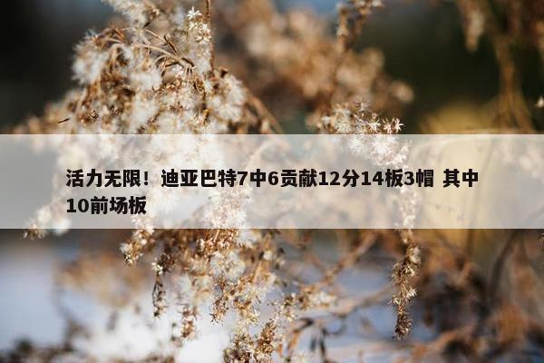 活力无限！迪亚巴特7中6贡献12分14板3帽 其中10前场板