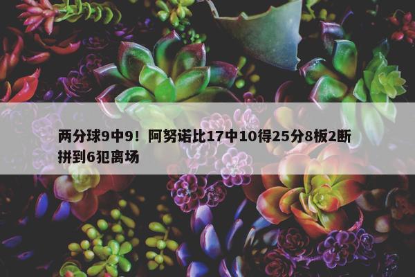 两分球9中9！阿努诺比17中10得25分8板2断 拼到6犯离场