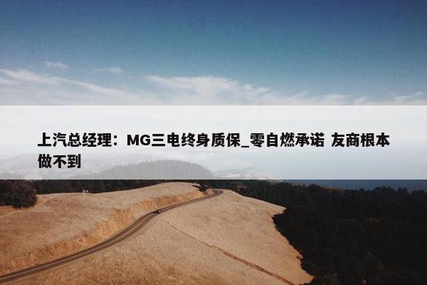 上汽总经理：MG三电终身质保_零自燃承诺 友商根本做不到