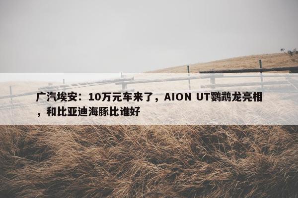 广汽埃安：10万元车来了，AION UT鹦鹉龙亮相，和比亚迪海豚比谁好