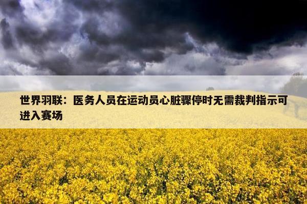 世界羽联：医务人员在运动员心脏骤停时无需裁判指示可进入赛场