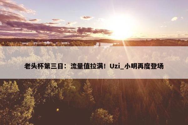 老头杯第三日：流量值拉满！Uzi_小明再度登场