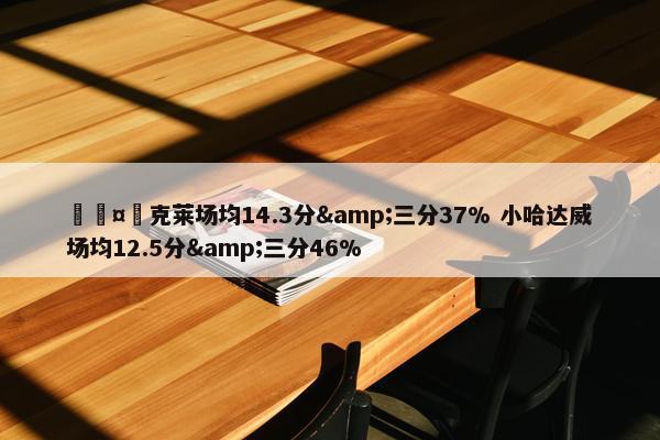 🤔克莱场均14.3分&三分37% 小哈达威场均12.5分&三分46%