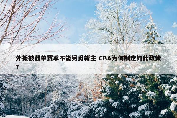 外援被裁单赛季不能另觅新主 CBA为何制定如此政策？