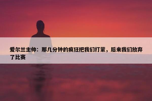 爱尔兰主帅：那几分钟的疯狂把我们打蒙，后来我们放弃了比赛