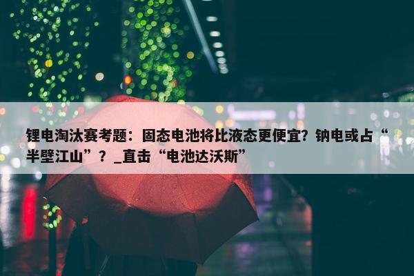 锂电淘汰赛考题：固态电池将比液态更便宜？钠电或占“半壁江山”？_直击“电池达沃斯”