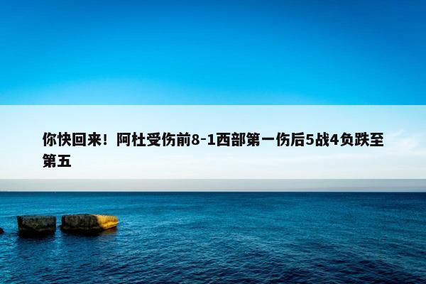 你快回来！阿杜受伤前8-1西部第一伤后5战4负跌至第五