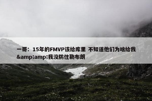 一哥：15年的FMVP该给库里 不知道他们为啥给我&amp;我没防住勒布朗