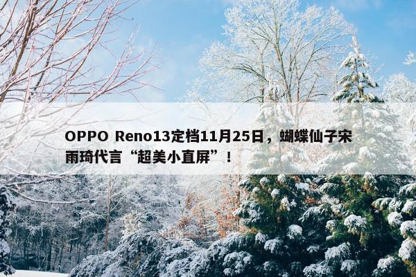 OPPO Reno13定档11月25日，蝴蝶仙子宋雨琦代言“超美小直屏”！