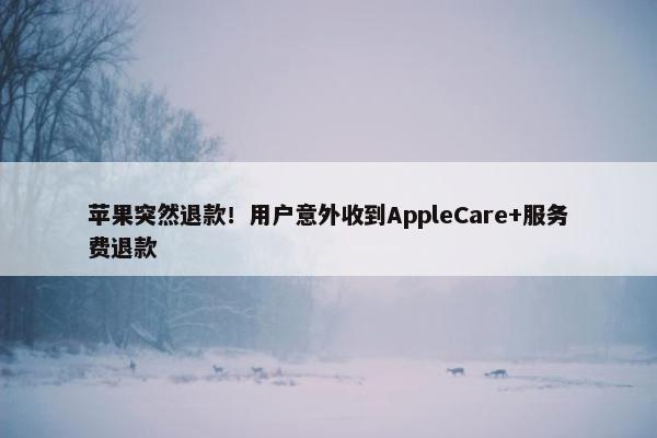 苹果突然退款！用户意外收到AppleCare+服务费退款