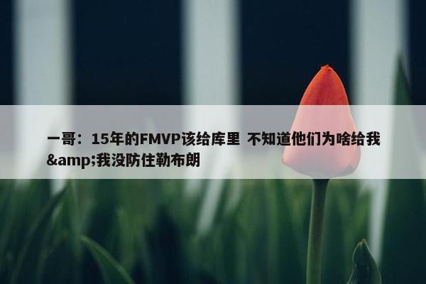 一哥：15年的FMVP该给库里 不知道他们为啥给我&我没防住勒布朗