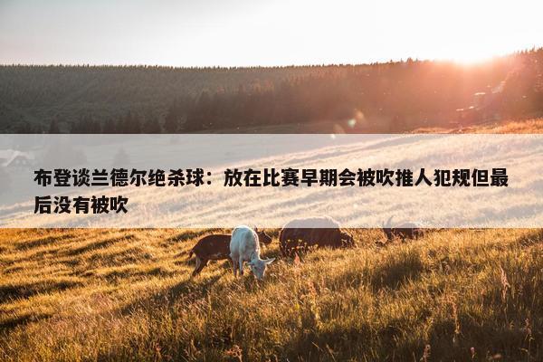 布登谈兰德尔绝杀球：放在比赛早期会被吹推人犯规但最后没有被吹