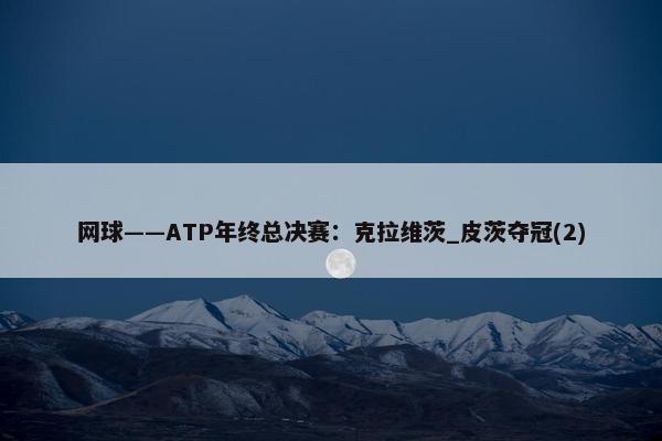 网球——ATP年终总决赛：克拉维茨_皮茨夺冠(2)