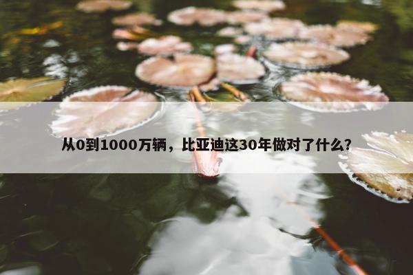 从0到1000万辆，比亚迪这30年做对了什么？