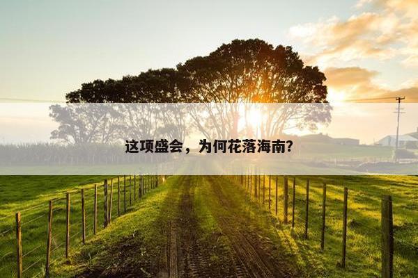 这项盛会，为何花落海南？