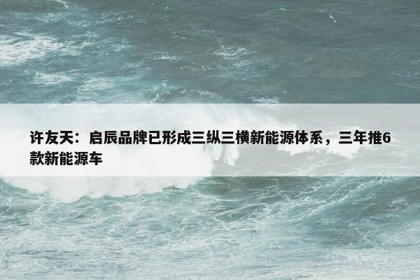 许友天：启辰品牌已形成三纵三横新能源体系，三年推6款新能源车