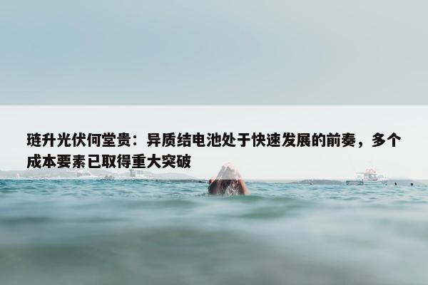 琏升光伏何堂贵：异质结电池处于快速发展的前奏，多个成本要素已取得重大突破