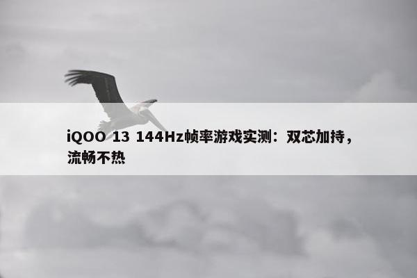 iQOO 13 144Hz帧率游戏实测：双芯加持，流畅不热