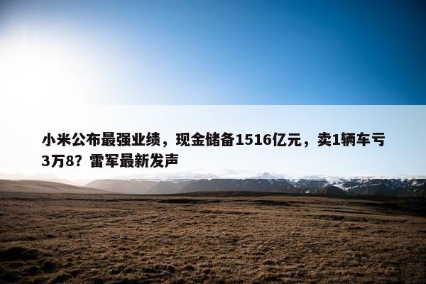 小米公布最强业绩，现金储备1516亿元，卖1辆车亏3万8？雷军最新发声