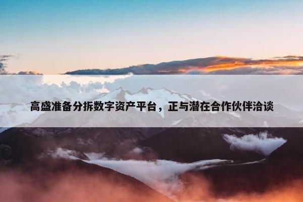 高盛准备分拆数字资产平台，正与潜在合作伙伴洽谈