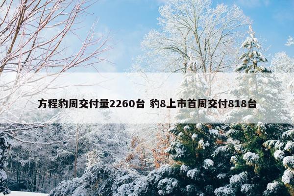 方程豹周交付量2260台 豹8上市首周交付818台